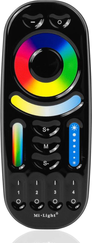 RGB+CCT - Afstandsbediening - Zwart - PVC - 4 Zones - 30 Meter Bereik