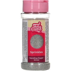 FunCakes Sanding Sugar - Zilver - 80g - Gekleurde Suiker - Eetbare Taartdecoratie