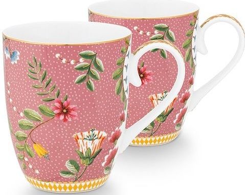 Pip Studio - La Majorelle mok Large - Set van 2 stuks - Roze - porselein - 350ml
