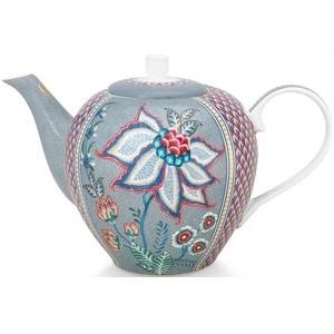 Pip Studio Flower Festival Theepot - Servies - Theekan - Lichtblauw - 1.6l