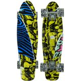 Sajan - Skateboard - LED Verlichting - Penny board - Camouflage Blauw-Geel - 22.5 inch - 56cm - Skateboard met Verlichting