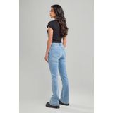 America Today - Peggy - Jeans - Denim Blue - High Waist Flared, Stretch, Rits- en Knoopsluiting