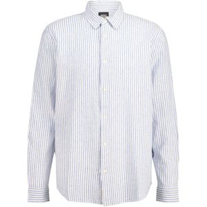 America Today - Hollis - Overhemd - Lichtblauw - Regular Fit, All-over Streepprint, Kraag, Knoopsluiting