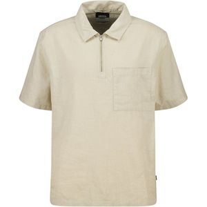 America Today - Ike - Linnen Overhemd - Beige - Regular Fit - Korte Mouwen