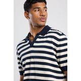 Poloshirt - White/Blue - Katoen - Regular Fit