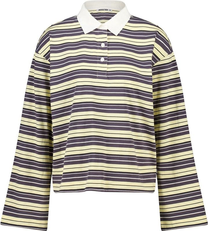 America Today - Liz - Dames Polo - Gestreept - Lange Mouwen