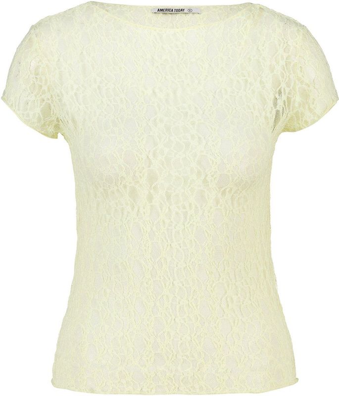 America Today - Eliana - Dames T-shirt - Korte Mouwen - Kanten Details