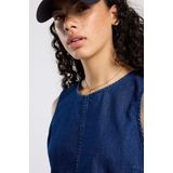 America Today - Denim Top - Medium Blue Denim - Mouwloos - Ronde Hals