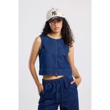 America Today - Denim Top - Medium Blue Denim - Mouwloos - Ronde Hals