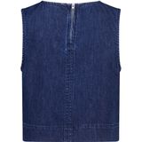 America Today - Denim Top - Medium Blue Denim - Mouwloos - Ronde Hals
