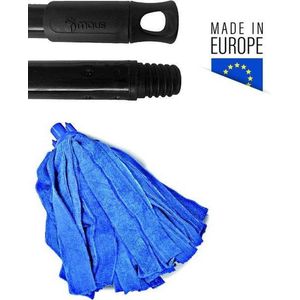 MAUS spaanse mop microvezel met steel - 1 dweil blauw met 1 steel - Made in the EU