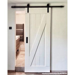 Barnwoodweb Schuifdeursysteem Recht voor 2 deuren - Complete set - 380 cm rail - Zwart