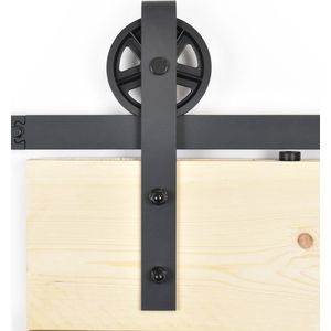 Schuifdeursysteem Spaakwiel - Complete set - 245 cm rail - Zwart