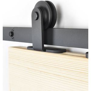 Barnwoodweb Schuifdeursysteem Bovenop - Complete set met plafondmontage - 200 cm rail - Zwart