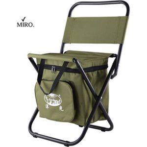 MIRO® Vissersstoel - Visstoeltje Met Rugleuning - Inklapbare Stoel - Campingstoeltje Opvouwbaar - Visspullen Vouwstoel Lichtgewicht - met Opbergtas - Outdoor Groen