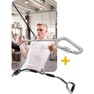 MIRO® Lat Pulldown Bar - Stang - Rug - Bicep - Fitness - Handgreep - 75 CM - Multifunctioneel + Karabijnhaak