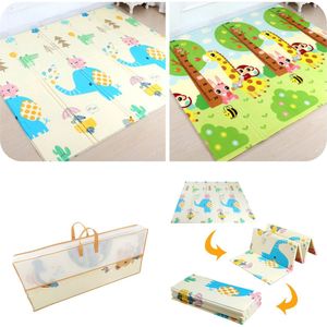 MIRO® Speelmat Baby Foam XL - Kruipmat Opvouwbaar - Olifant & Aapje - Kinder Speelgoed 1 Jaar - Dubbelzijdig Speelkleed - Tummy Time - Babygym 180 x 200CM - Incl. Opbergtas