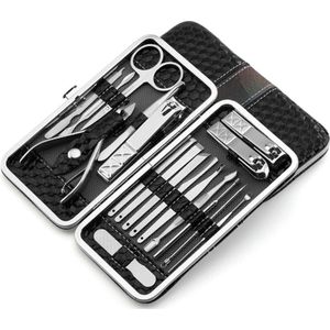 MIRO Manicure Set - 19-Delig - Inclusief Luxe Etui - Nagelset - Reisset - Persoonlijke Verzorging  Zwart