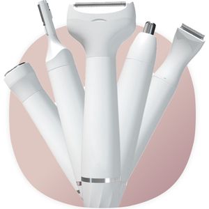 Smart-Tech® Ladyshave 5-in-1 - Ontharingsapparaat - Scheerapparaat - Oplaadbaar - Gezicht/Bikinilijn/Wenkbrauw/Neus/Oor - Trimmer - Wit