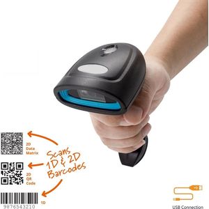 Professionele USB Barcode en QR code Scanner | USB Aansluiting| Universeel | Handscanner | 1D en 2D Lezer| Zwart