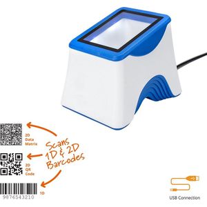 Desktop Toonbank Barcode en QR Code Scanner | Universeel | 1D en 2D Lezer| Wit