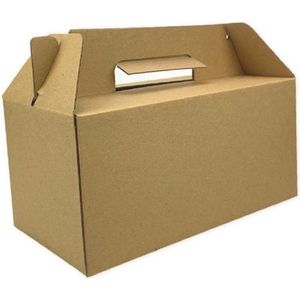 Pomebio Kraft Maaltijddoos Klein Met Handvat - 24,5x13,5x12cm - 25 stuks