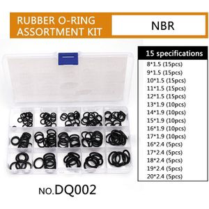 Pcp Diy Nbr Afdichting O-Ringen Duurzaam Pakking Vervangingen Rubber Washer CS1mm 1.5Mm 1.9Mm 2.4Mm OD6-30mm 15 Maten 150 Stks/set DQ002