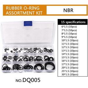 Pcp Diy Nbr Afdichting O-Ringen Duurzaam Pakking Vervangingen Rubber Washer CS1mm 1.5Mm 1.9Mm 2.4Mm OD6-30mm 15 Maten 150 Stks/set DQ002