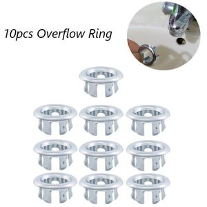 10 Stks/set Ronde Overloop Ring Bad Basin Sink Insert Chrome Hole Cap Overloop Covers Ringen Keuken Hotel Badkamer Accessoires