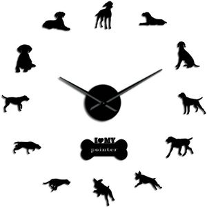 Pointer Hond Ras Moderne 3D DIY Wandklok Duitse Shorthaired Pointer Deutsch Kurzhaar Muur Horloge Pet Lover Creatieve Tonen