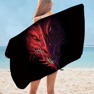 Beddingoutlet Dragon Badhanddoek Kleurrijke Gedrukt Voor Jongens Douche Handdoek Zwart Serviette Zacht Microfiber Strandlaken 75 Cm X 150cm