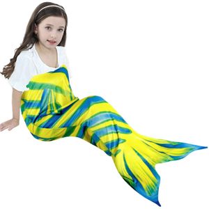 Blauw En Roze Mermaid Deken Schoonheid Vissenstaart Mermaid Dekens Voor Baby Kids Super Zacht Koraal Fleece Wearable Worp Deken