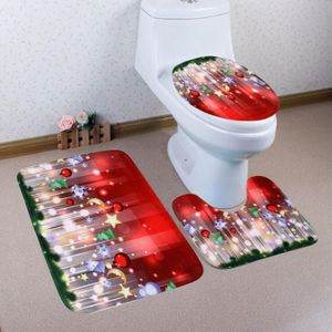 Kerst Kerstman 3 stks/set Toilet Seat Cover Decoraties Voor Thuis WC Mat Tapijt Badkamer Mat Wc Accessoires BX0518Y