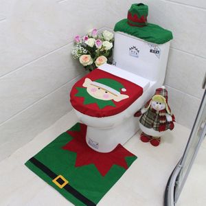 3 stks/set Kerstman Elanden Chriastmas Badkamer Decoratie Toilet Seat Cover Voet Pad Radiator Cap Cover Papertowel Cover