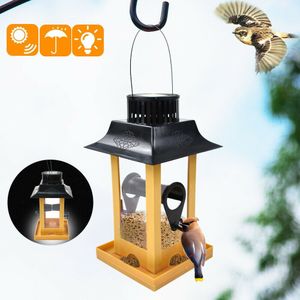 Solar Papegaai Feeder Led Licht Vogel Feeder Outdoor Station Opknoping Voor Pigeon Crow Papegaai Balkon Vogel Voeden Vogels