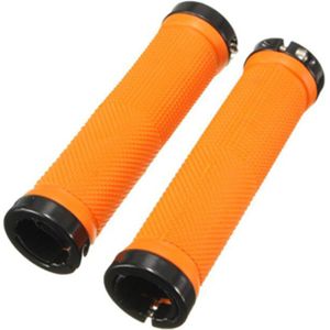 1 Paar Oranje Kleur Rubber En Aluminium Cycling Grips Met Slot Antislip Racefiets Handvat Fietsen Onderdelen mtb Manchetten