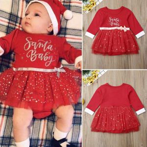 6-18 Maanden Pasgeboren Baby Meisjes Kerst Prinses Romper Jurk Pageant Bruiloft Verjaardag Lange Mouwen Casual Lace Tutu Jurken