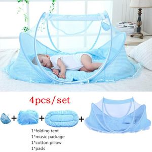 Baby Travel Bed, 1set Portable Baby Bed Travel Foldable Baby Cots Newborn Crib with Mosquito Net, Bed Mattress, Pillow