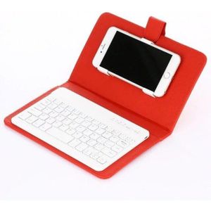 Wireless Bluetooth Keyboard Case Leather Stand Cover Voor Iphone Android Telefoons