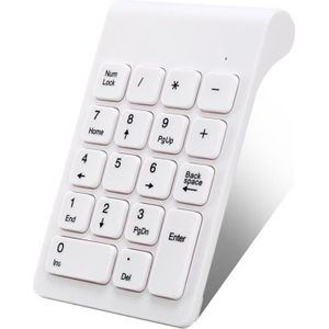 Draadloze 2.4Ghz 18 Toetsen Nummer Pad Numeriek Toetsenbord Keyboard Voor Laptop Pc & Mac Wit