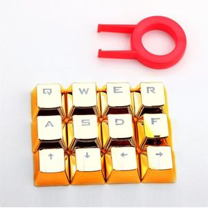 Gouden Kleur 12 key Caps PBT backlit WASD Richting Keycaps Met Keycap Puller Voor Cherry MX Switches Mechanische Gaming Toetsenbord