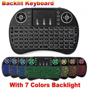 2.4 Ghz Mini Draadloze I8 Verlicht Toetsenbord Met 7 Kleuren Led Backlight Toetsenbord Air Mouse Touchpad Handheld Voor Android Tv doos