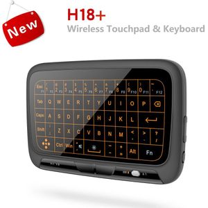 H18 + 2.4Ghz Wireless Keyboard Mini Air Mouse Full Screen Touch Qwerty Touchpad Met Achtergrondverlichting Functie Voor Android Smart tv Box