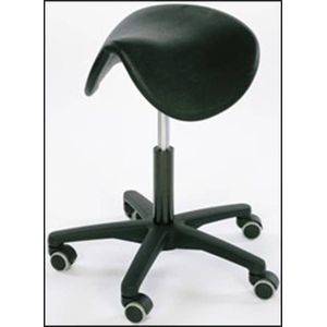 Zadelkruk - Ergonomische Werkkruk - Zwart - Rubber Wielen