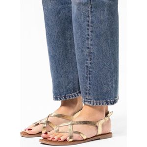 Sacha Leren Sandalen Goud