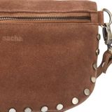 Sacha - Cognac crossbody bag met studs