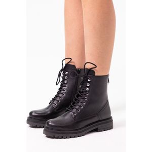 Sacha Leren Veterboots Zwart