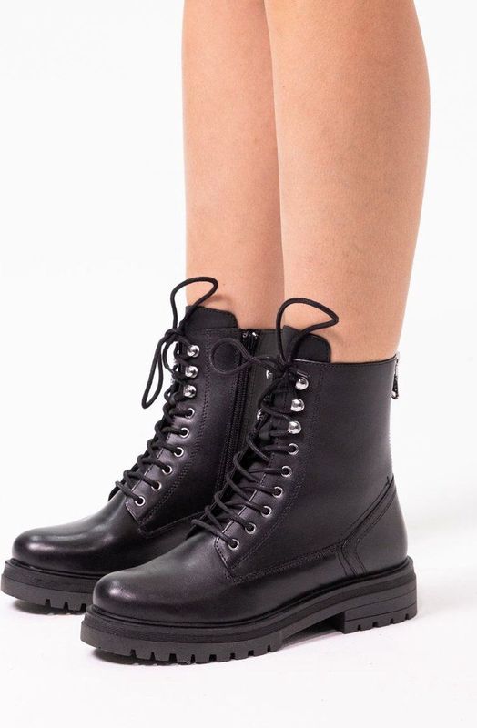 Sacha Leren Veterboots Zwart