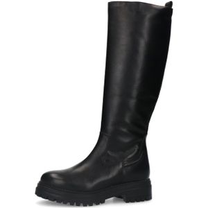 Sacha - Dames - Zwarte Hoge Leren Laarzen - Leer - Chunky Zool