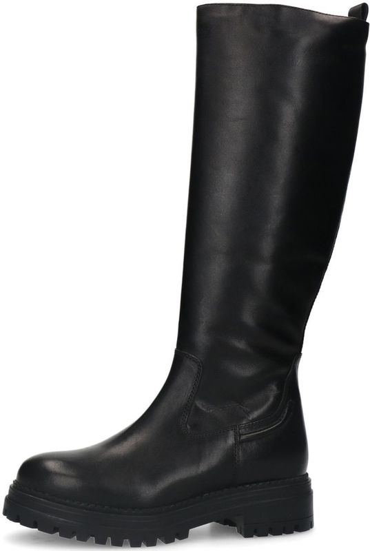 Sacha - Dames - Zwarte Hoge Leren Laarzen - Leer - Chunky Zool
